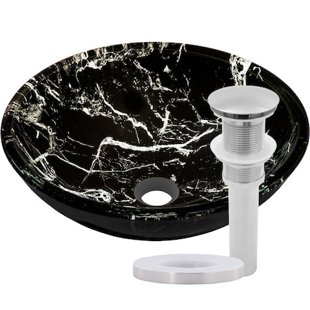 PALLINA Glass Vessel Bathroom Sink Set, Brushed Nickel